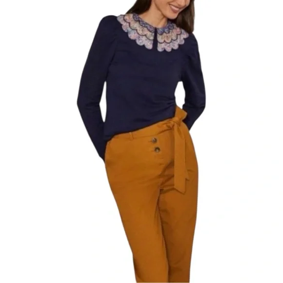 Boden Hattie Collar Sweatshirt Size 12 - Picture 3 of 12